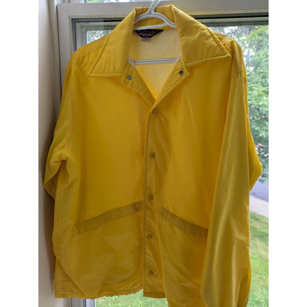 Vintage Pla-Jac Dunbrooke Coach Jacket Yellow USA Made Snap Front Men’s M 40-42
